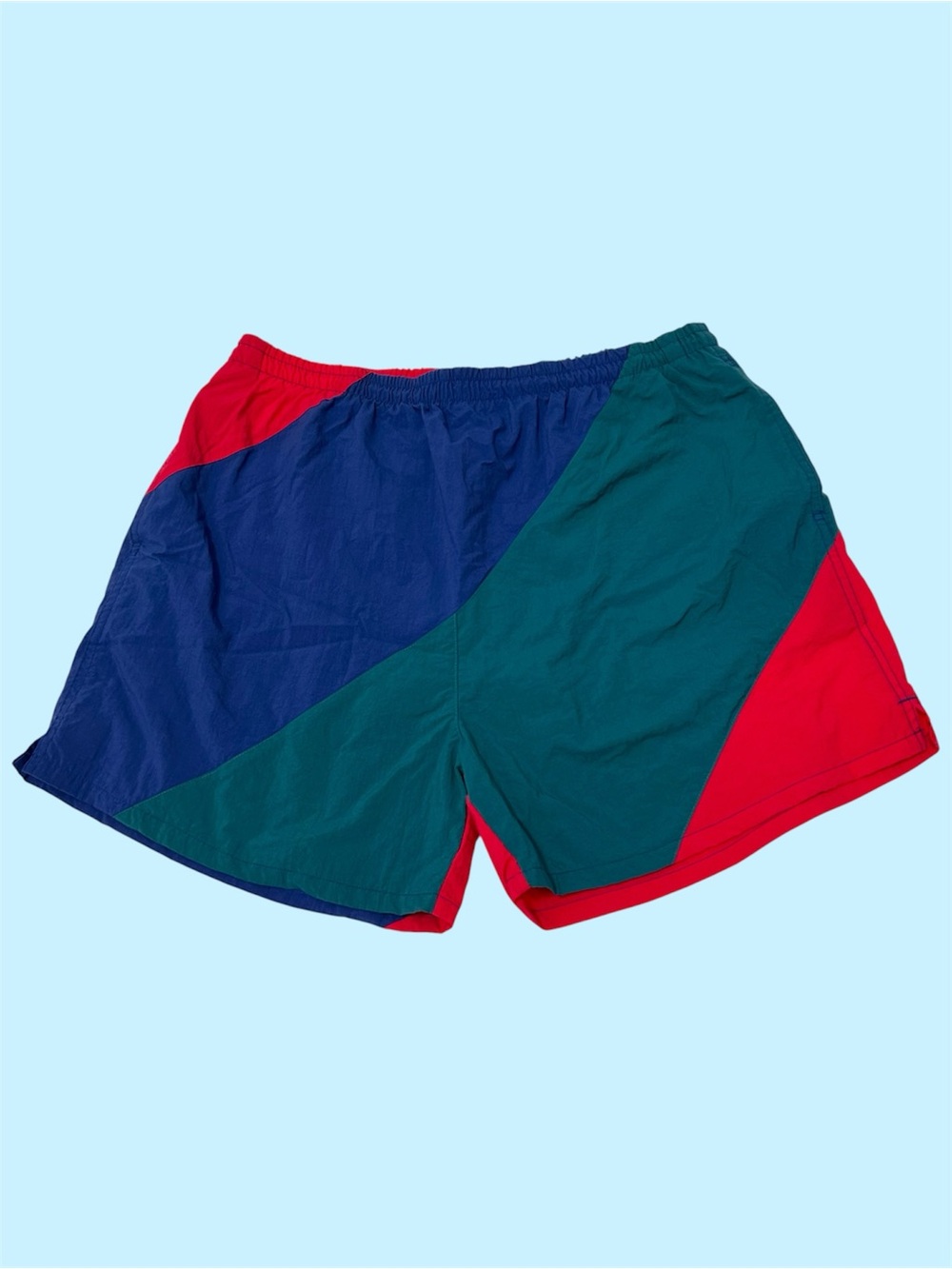 Vintage 90s Woodhouse Mesh Lined Nylon Swim Shorts Trunks Colorblock Large